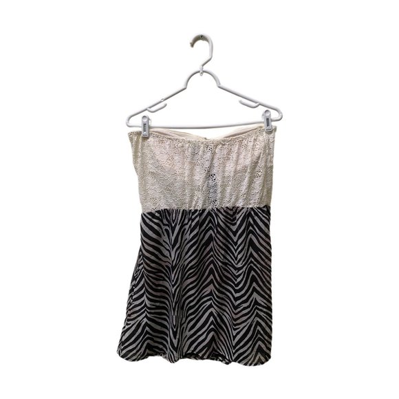 Charlotte Russe Sleeveless Zebra Print Dress with Lace Top, Large, Pre-owned - Picture 5 of 6